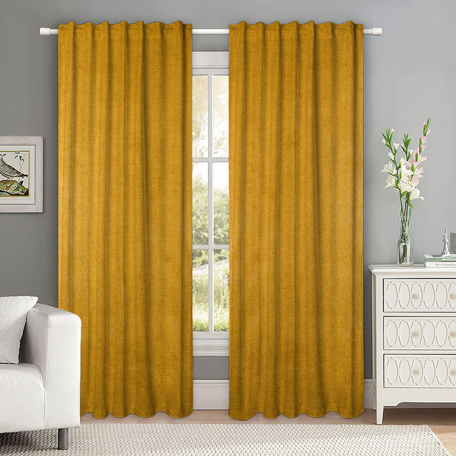 Set draperii tip tesatura in cu rejansa transparenta cu ate pentru galerie, Madison, densitate 700 g/ml, Doria, 2 buc