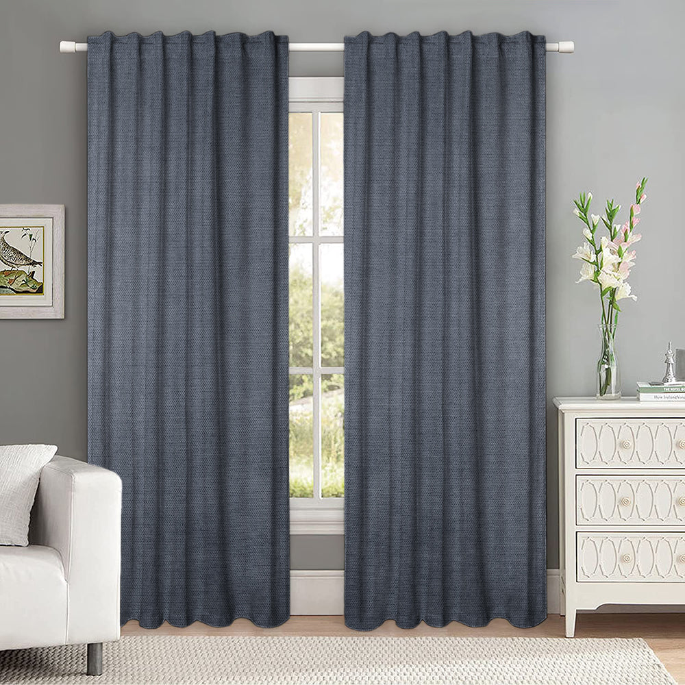 Set draperii tip tesatura in cu rejansa transparenta cu ate pentru galerie, Madison, densitate 700 g/ml, Colette, 2 buc