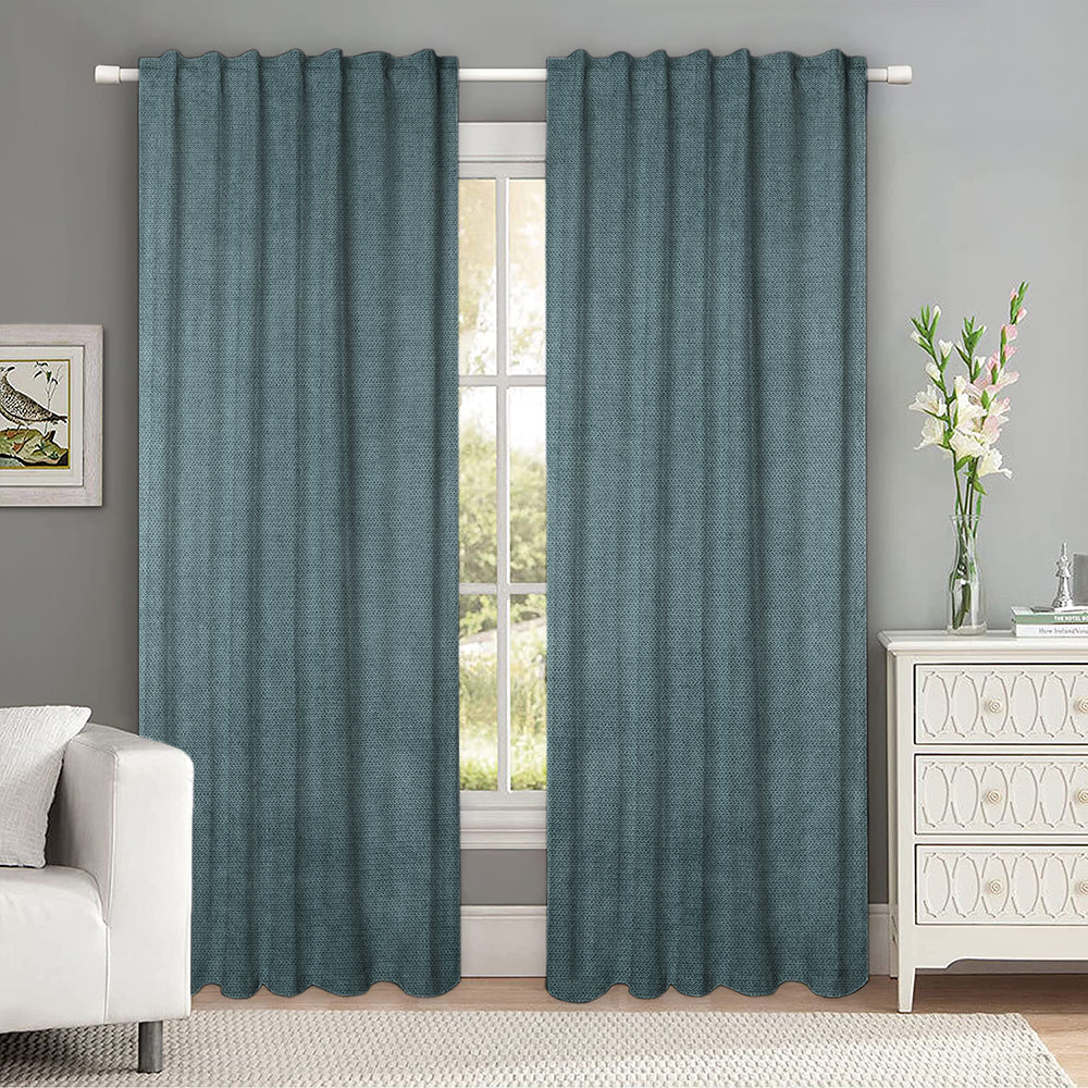 Set draperii tip tesatura in cu rejansa transparenta cu ate pentru galerie, Madison, densitate 700 g/ml, Celestin, 2 buc