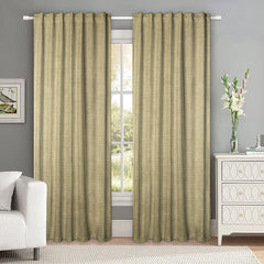 Set draperii tip tesatura in cu rejansa transparenta cu ate pentru galerie, Madison, densitate 700 g/ml, Telma, 2 buc
