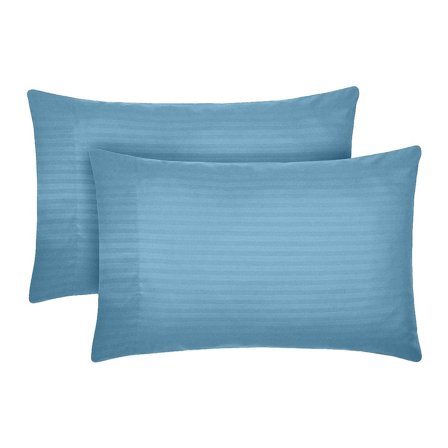 Set 2 huse perna din damasc, densitate 130 g/mp, Albastru celest