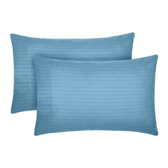 Set 2 huse perna din damasc, densitate 130 g/mp, Albastru celest