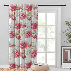 Set draperii blackout model floral cu rejansa transparenta cu ate pentru galerie, Madison, densitate 700 g/ml, Rosa Damascena, 2 buc