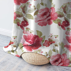 Set draperii blackout model floral cu rejansa transparenta cu ate pentru galerie, Madison, densitate 700 g/ml, Rosa Damascena, 2 buc