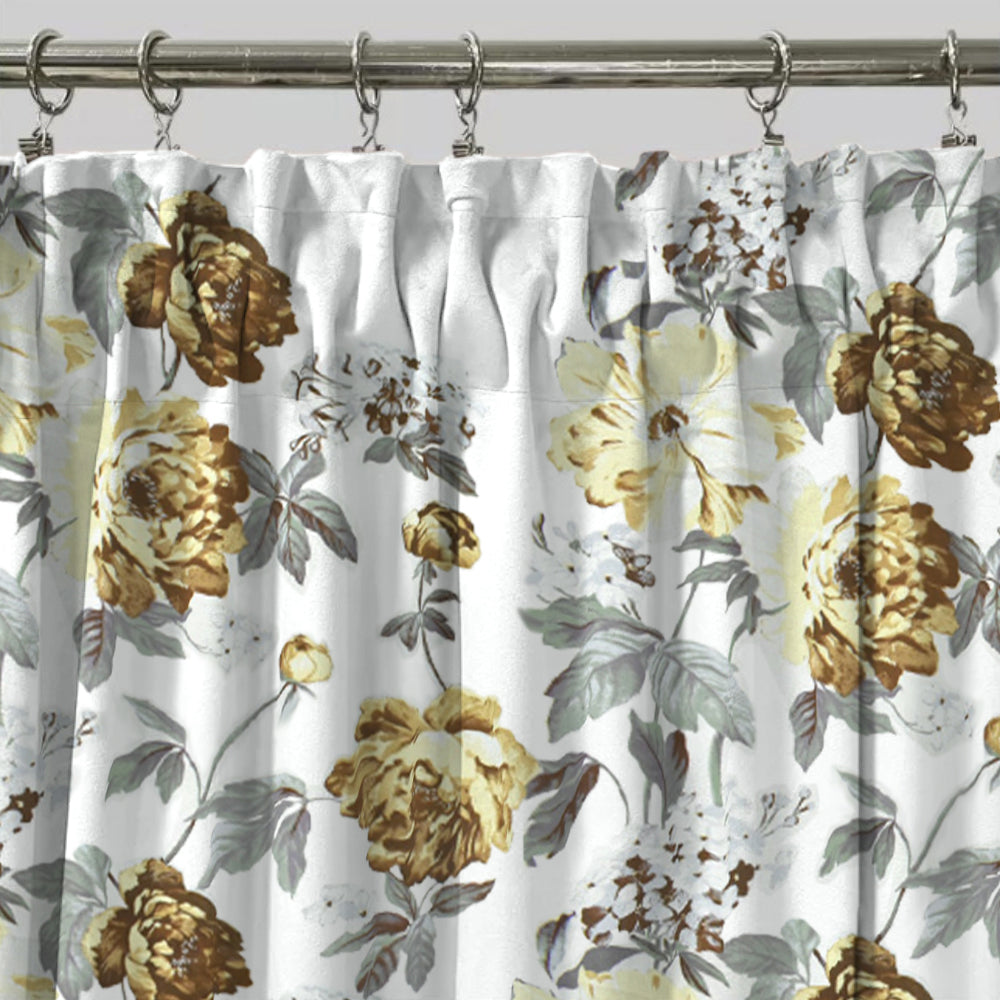 Draperie blackout model floral cu rejansa din bumbac tip fagure, Madison, densitate 700 g/ml, Paeonia Shirley, 1 buc