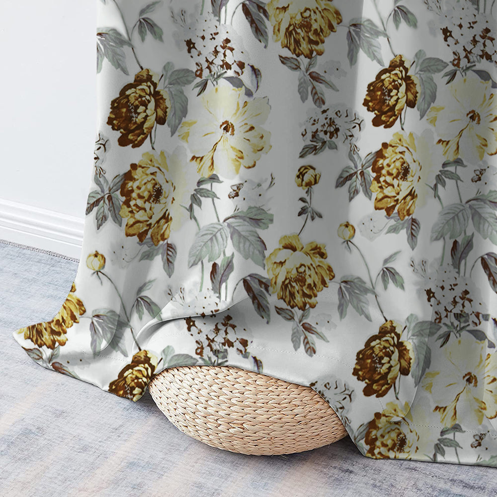 Set draperii blackout model floral cu rejansa transparenta cu ate pentru galerie, Madison, densitate 700 g/ml, Paeonia Shirley, 2 buc
