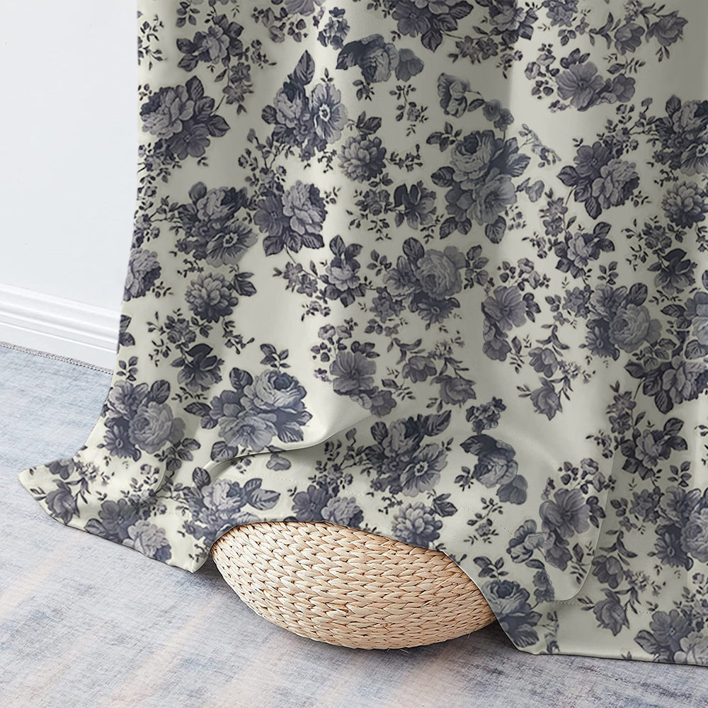Draperie blackout model floral cu rejansa transparenta cu ate pentru galerie, Madison, densitate 700 g/ml, Belarina Amethyst, 1 buc