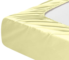 Cearsaf de pat cu elastic din bumbac ranforce 100%, densitate 120 g/mp, Crem