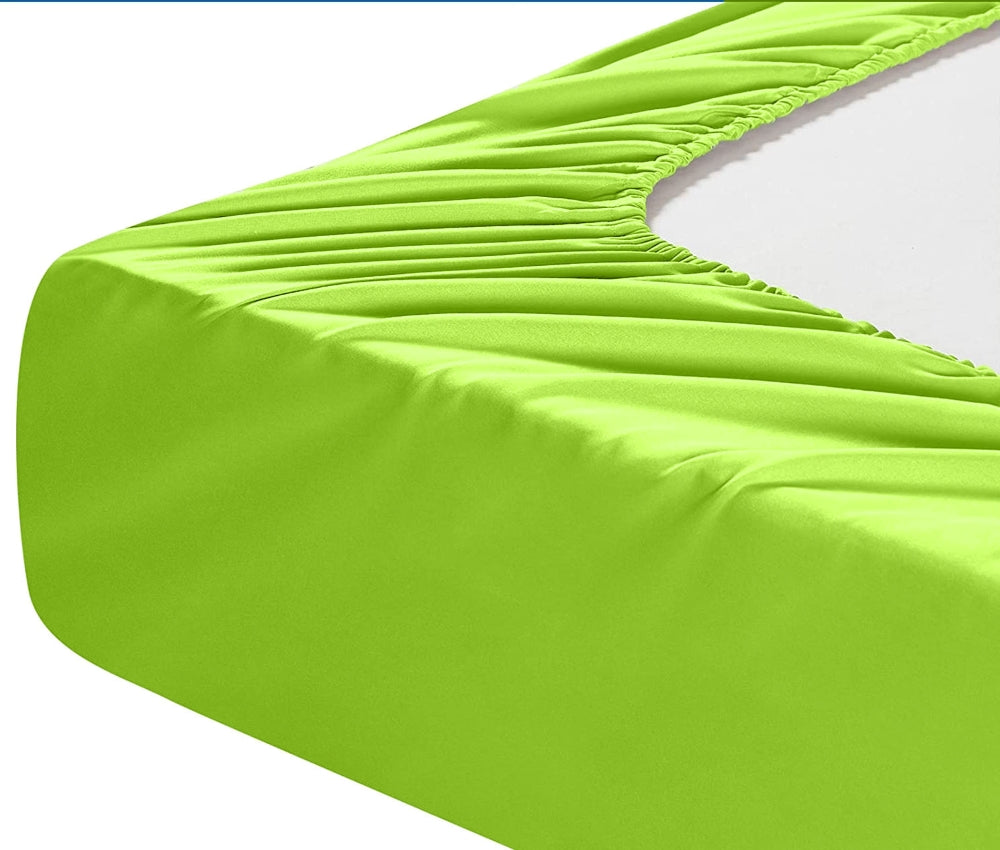 Cearsaf de pat cu elastic din bumbac ranforce 100%, densitate 120 g/mp, Verde