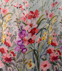 Set draperii dim-out model floral cu inele gri, Madison, densitate 700 g/ml, Liatris Gladiolus, 2 buc