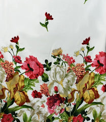 Set draperii dim-out model floral cu rejansa din bumbac tip fagure, Madison, densitate 700 g/ml, Parrot Tulipa, 2 buc