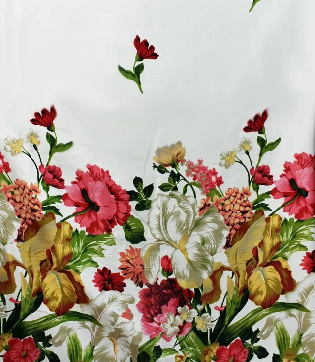 Set draperii dim-out model floral cu inele gri, Madison, densitate 700 g/ml, Parrot Tulipa, 2 buc