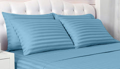 Set 2 huse perna din damasc, densitate 130 g/mp, Albastru celest