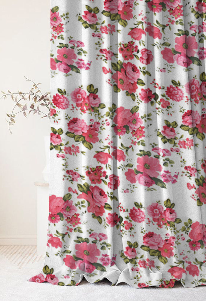 Set draperii blackout model floral cu rejansa din bumbac tip fagure, Madison, densitate 700 g/ml, Garden Flowers, 2 buc
