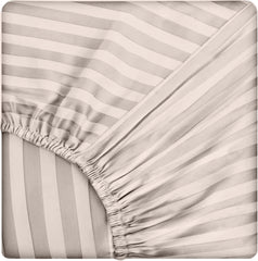Cearsaf de pat cu elastic din damasc, densitate 130 g/mp, Bej