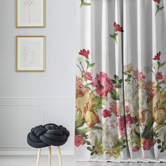 Draperie dim-out model floral cu inele auriu antic, Madison, densitate 700 g/ml, Parrot Tulipa, 1 buc
