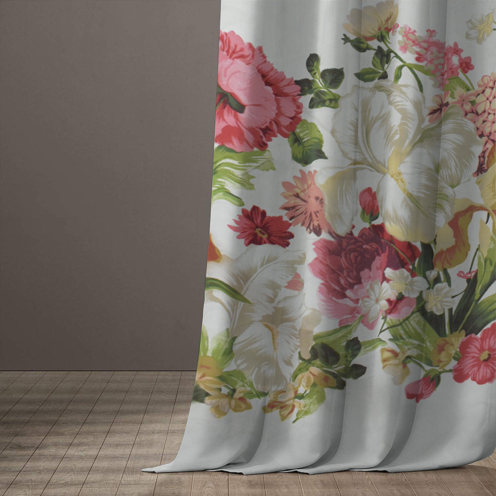 Draperie dim-out model floral cu inele albe, Madison, densitate 700 g/ml, Parrot Tulipa, 1 buc