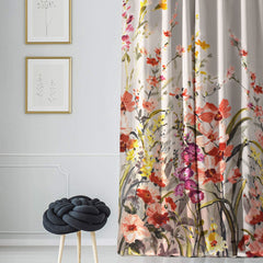 Set draperii dim-out model floral cu rejansa transparenta cu ate pentru galerie, Madison, densitate 700 g/ml, Liatris Gladiolus, 2 buc