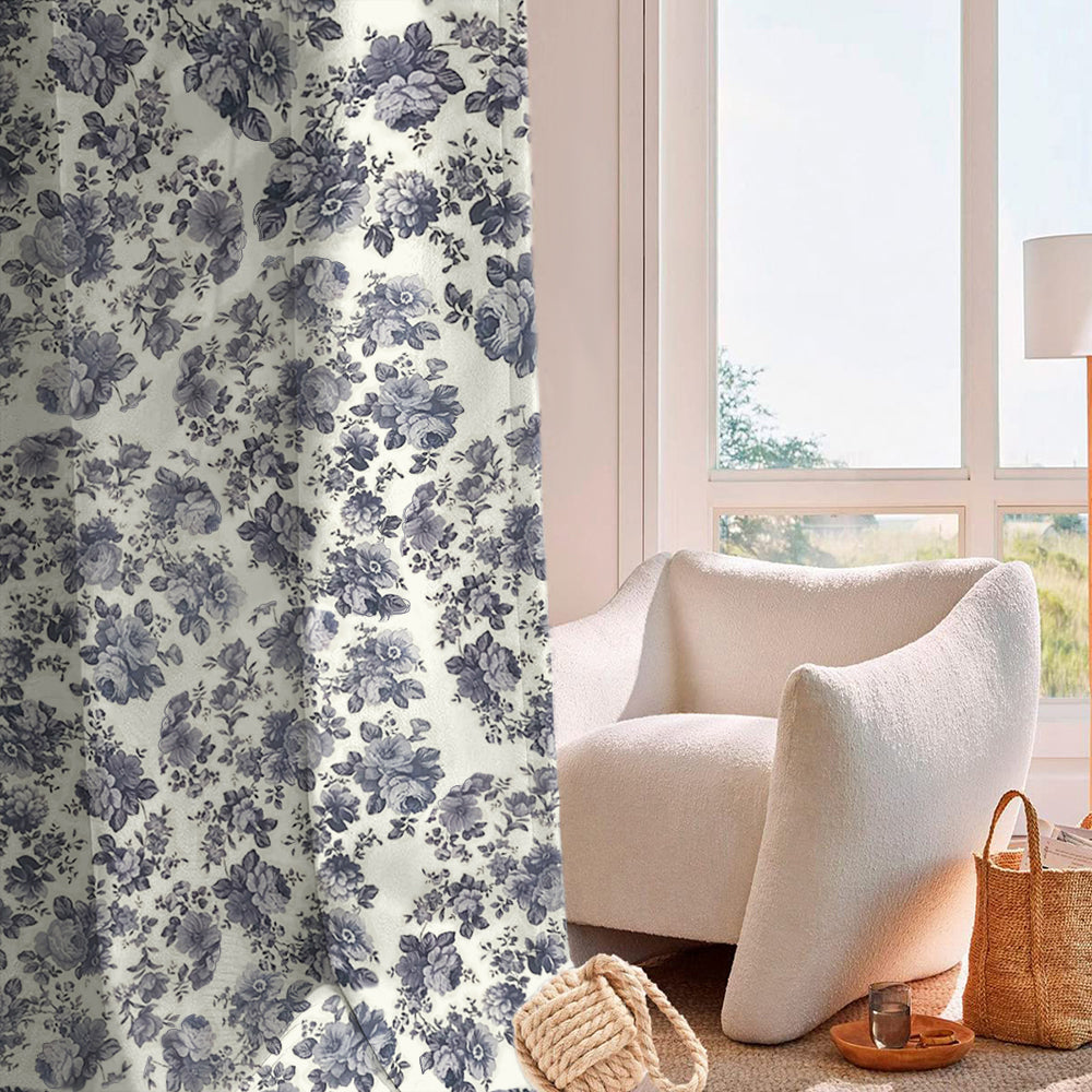 Draperie blackout model floral cu inele auriu antic, Madison, densitate 700 g/mp, Belarina Amethyst, 1 buc
