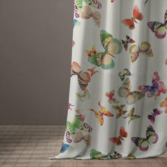 Draperie dim-out model floral cu rejansa transparenta cu ate pentru galerie, Madison, densitate 700 g/ml, Nimfalide, 1 buc