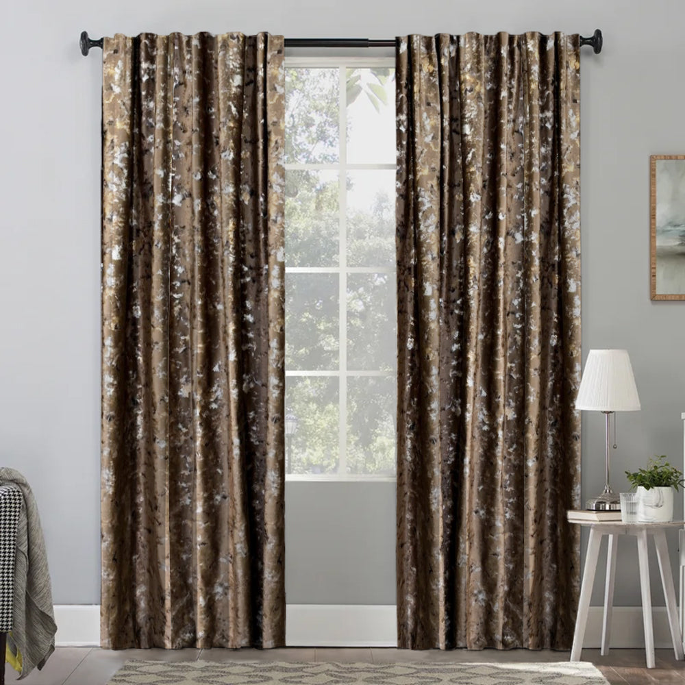 Set draperii din catifea texturata cu rejansa transparenta cu ate pentru galerie, Madison, densitate 700 g/ml, Kalida, 2 buc