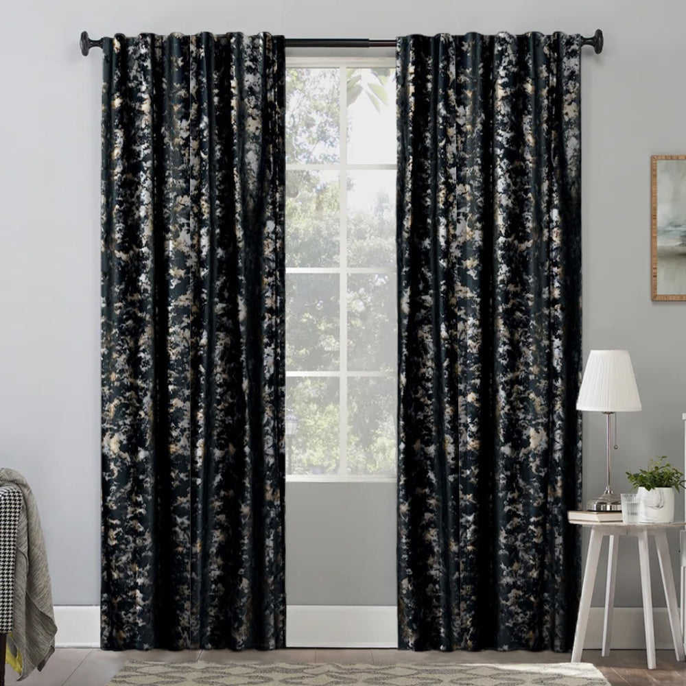 Set draperii din catifea texturata cu rejansa transparenta cu ate pentru galerie, Madison, densitate 700 g/ml, Melisa, 2 buc