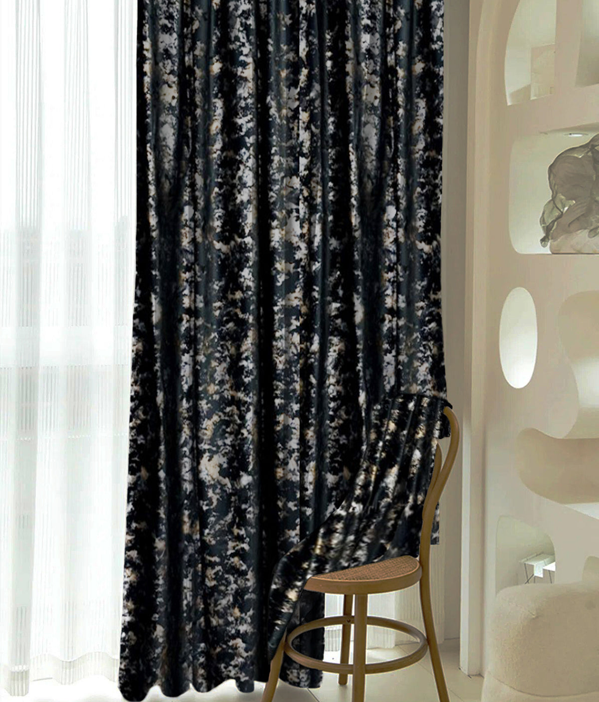 Draperie din catifea texturata cu rejansa din bumbac tip fagure, Madison, densitate 700 g/ml, Melisa, 1 buc