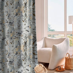 Set draperii din catifea texturata cu inele gri, Madison, densitate 700 g/ml, Idara, 2 buc