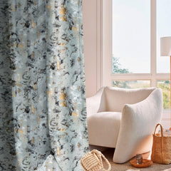 Set draperii din catifea texturata cu rejansa transparenta cu ate pentru galerie, Madison, densitate 700 g/ml, Nerea, 2 buc