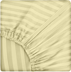 Cearsaf de pat cu elastic din damasc, densitate 130 g/mp, Vanilie