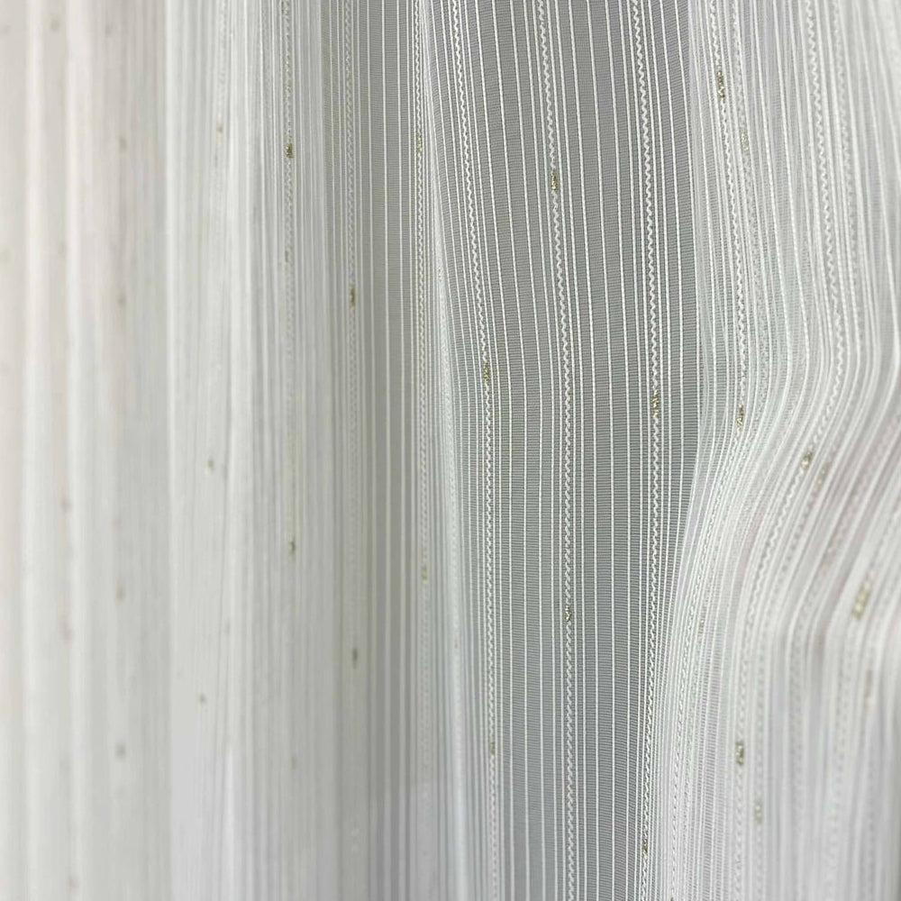Set perdea dungi verticale cu rejansa transparenta cu ate pentru galerie, Adena, Crem, 2 buc