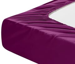 Lenjerie de pat pentru o persoana cu husa elastic pat si fata perna patrata, Thalia, bumbac ranforce, gramaj tesatura 120 g/mp, Mov, 3 piese