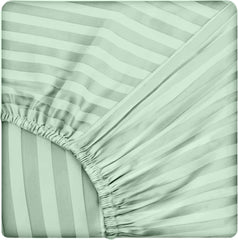 Lenjerie de pat pentru o persoana cu husa elastic pat si fata perna dreptunghiulara, Elegance, damasc, dunga 1 cm, 130 g/mp, Vernil, bumbac 100%, 3 piese