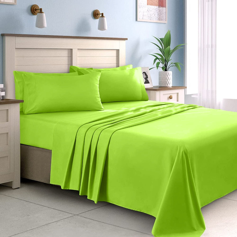 Cearsaf de pat cu elastic din bumbac ranforce 100%, densitate 120 g/mp, Verde