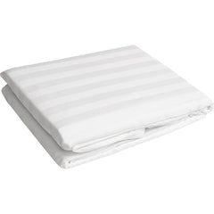 Cearsaf de pat cu elastic din damasc, dunga 2 cm, densitate 185 g/mp, Alb