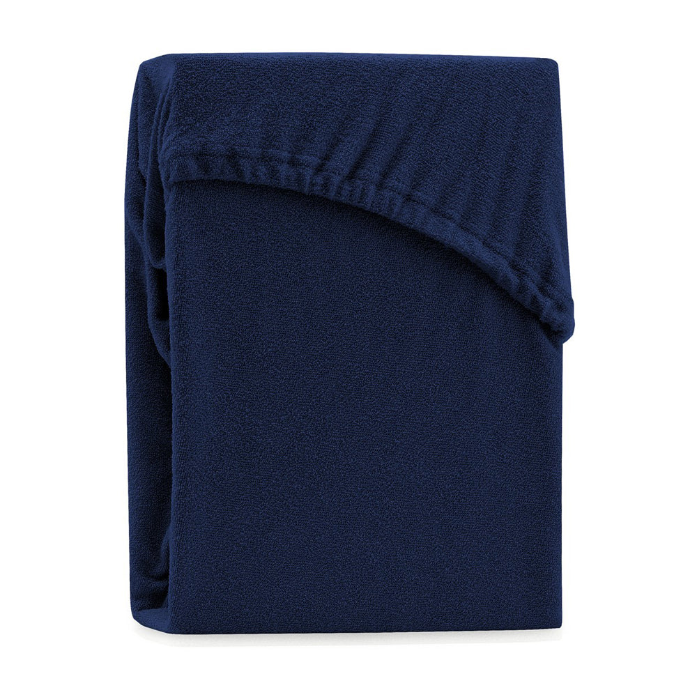Cearsaf de pat cu elastic din bumbac, Ruby, 140 g/m2, indigo