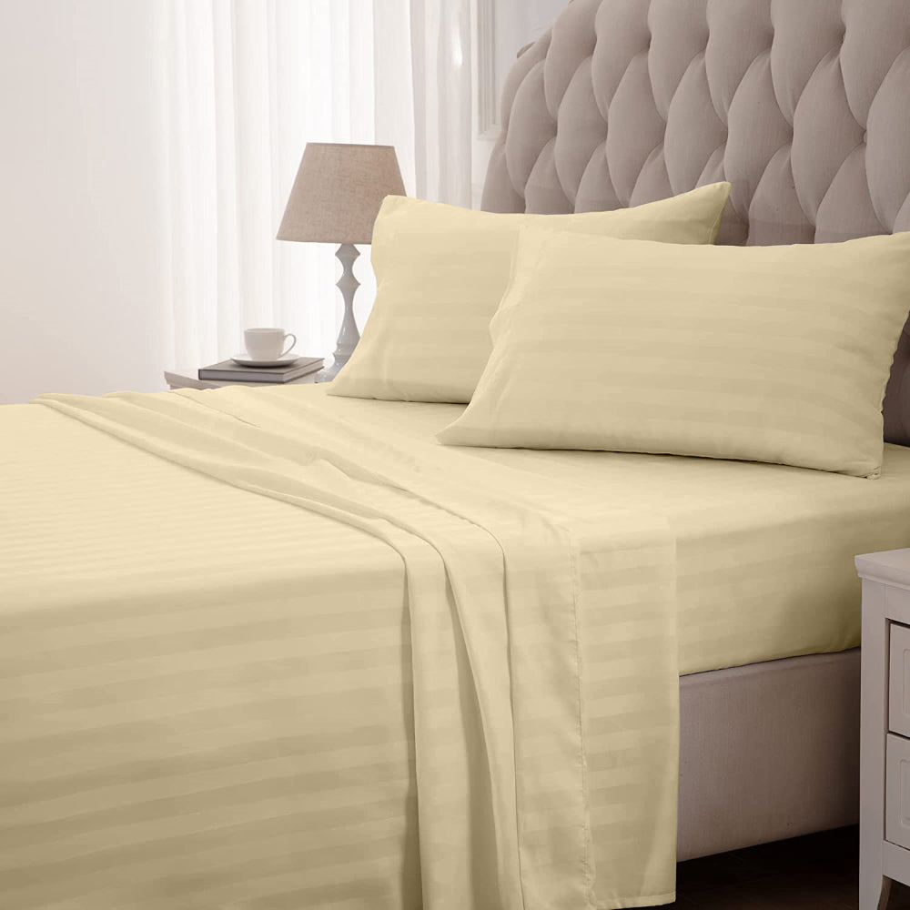 Set 2 huse perna din damasc, densitate 130 g/mp, Ivoire