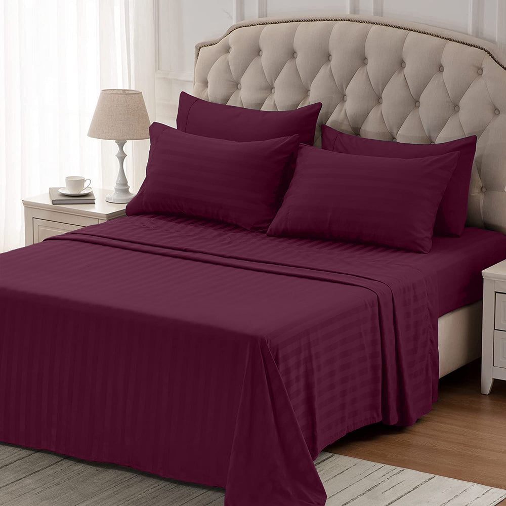Cearsaf de pat din damasc, densitate 130 g/mp, Mauve