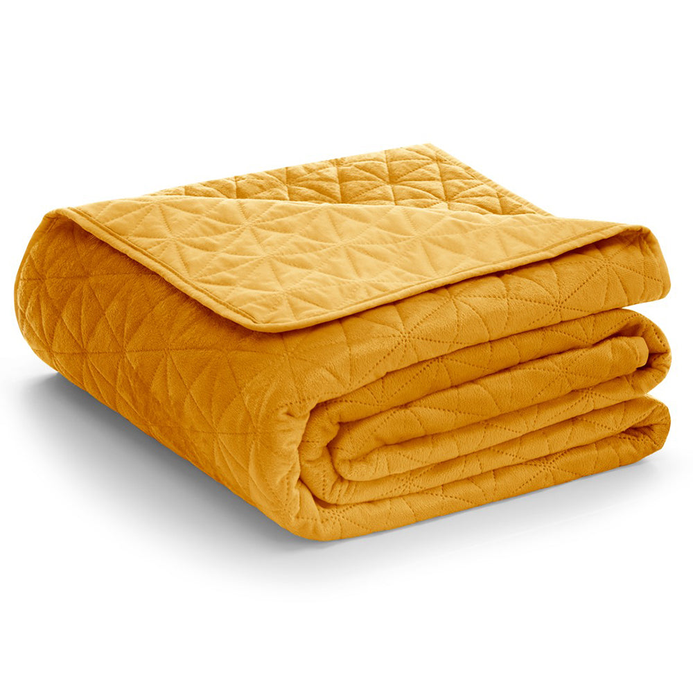Cuvertura de pat din catifea matlasata, Laila, 180-190 g/m2, galben