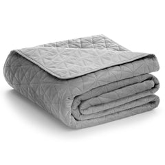 Cuvertura de pat din catifea matlasata, Laila, 180-190 g/m2, gri