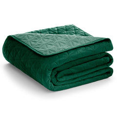 Cuvertura de pat din catifea matlasata, Laila, 180-190 g/m2, verde