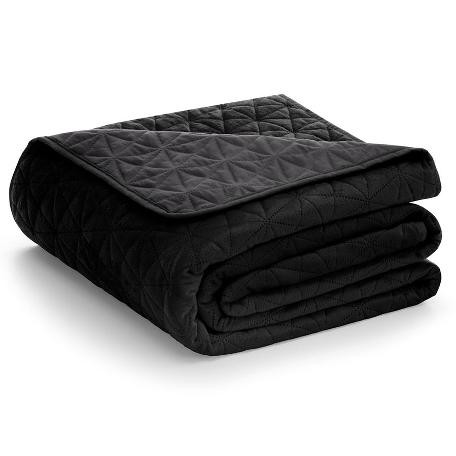 Cuvertura de pat din catifea matlasata, Laila, 180-190 g/m2, negru