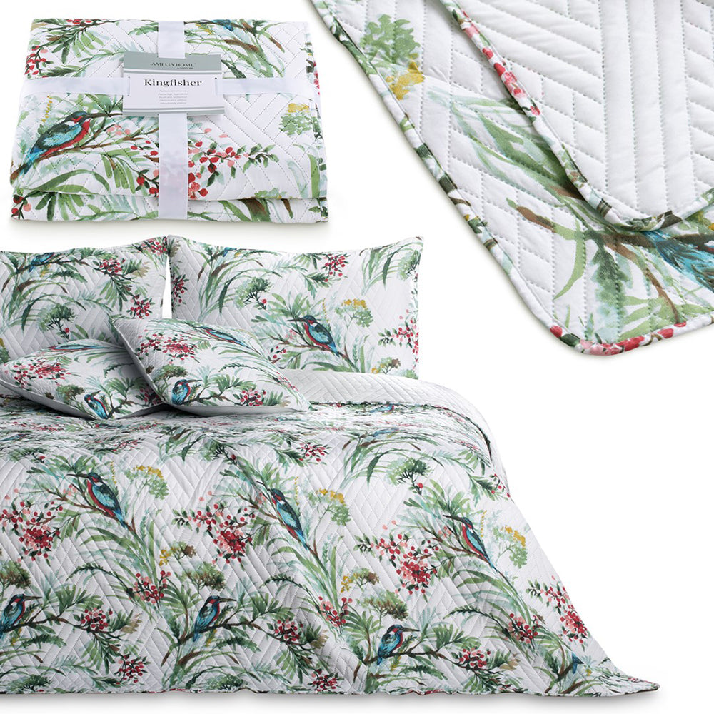 Cuvertura de pat matlasata si imprimata stil boho, Kingfisher, 70 g/mp, Multicolor