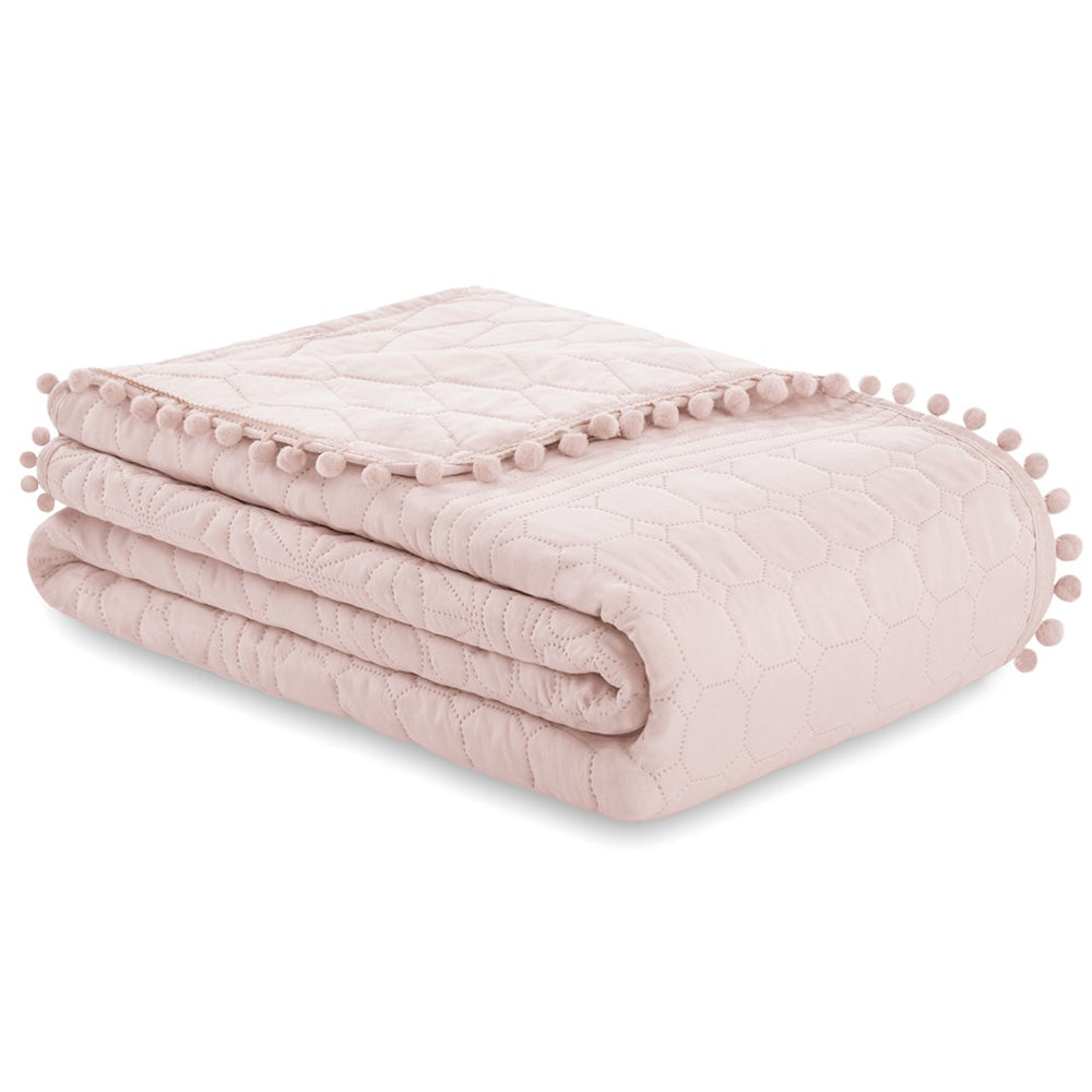 Cuvertura de pat din microfibra stil modern, Meadore, 70 g/m2, roz pudra
