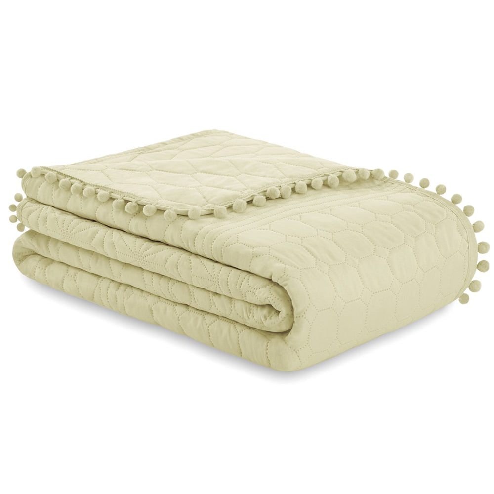 Cuvertura de pat din microfibra stil modern, Meadore, 70 g/m2, bej