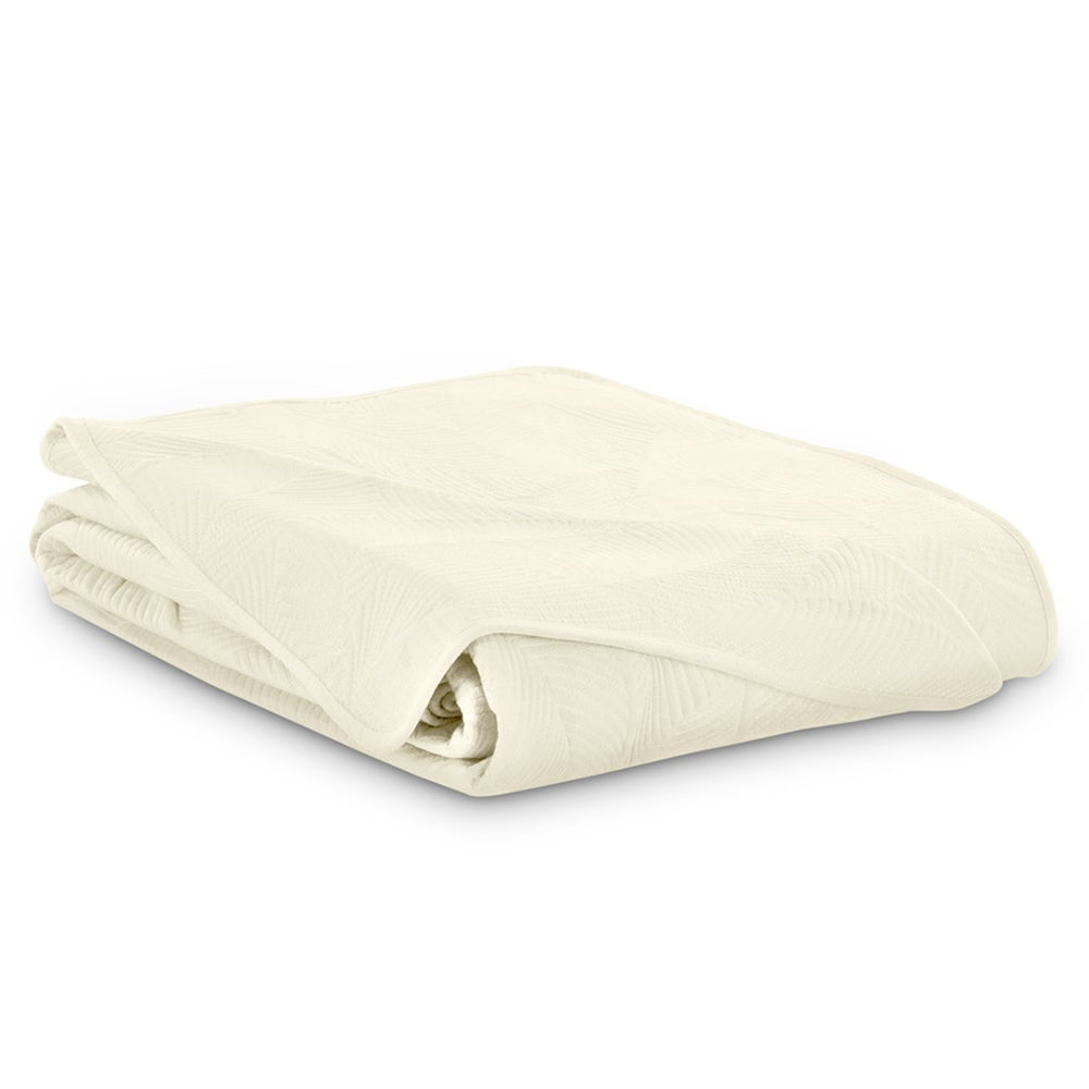 Cuvertura de pat din catifea stil modern, Palsha, 180 g/m2, bej