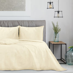 Cuvertura de pat din catifea stil modern, Palsha, 180 g/m2, bej