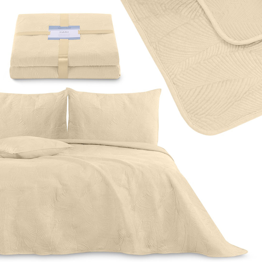 Cuvertura de pat din catifea stil modern, Palsha, 180 g/m2, cappuccino
