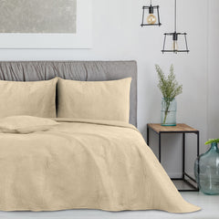 Cuvertura de pat din catifea stil modern, Palsha, 180 g/m2, cappuccino