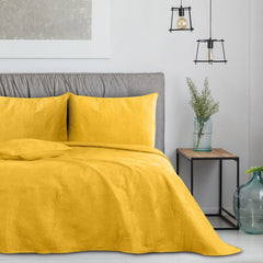 Cuvertura de pat din catifea stil modern, Palsha, 180 g/m2, galben